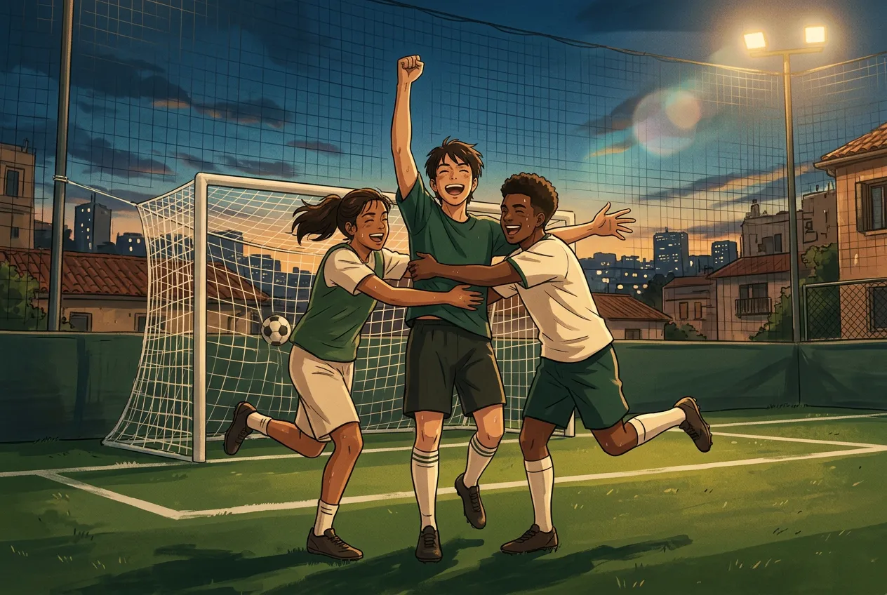 Celebrating a goal together